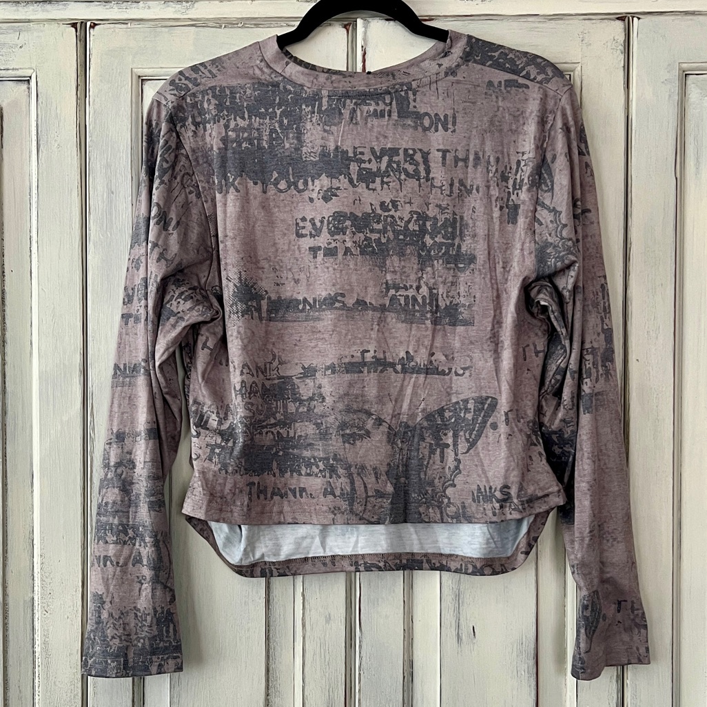 Nwt Cider Vintage Inspired Long Sleeve Top With Side Ruching In Gray/Taupe 1x — image 5 of 8